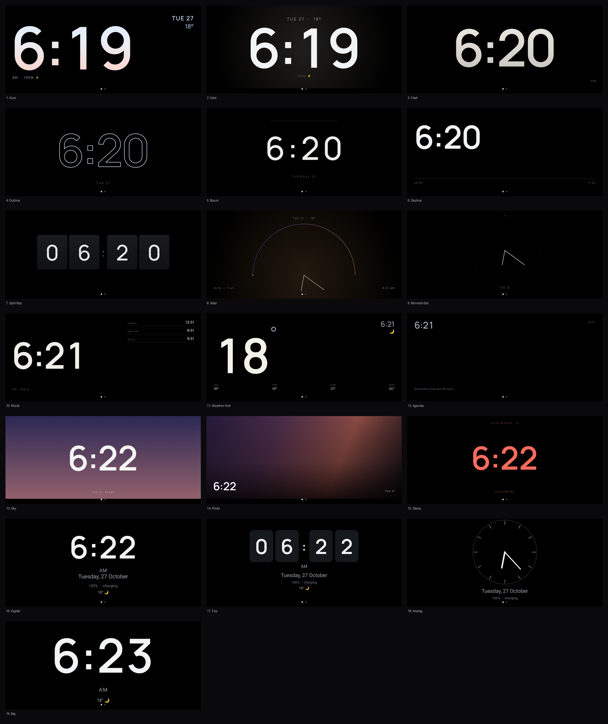 StandBy clock faces on an Android phone